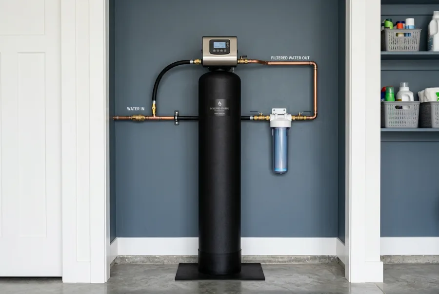 Whole-house carbon filtration tank installed in a Florida home