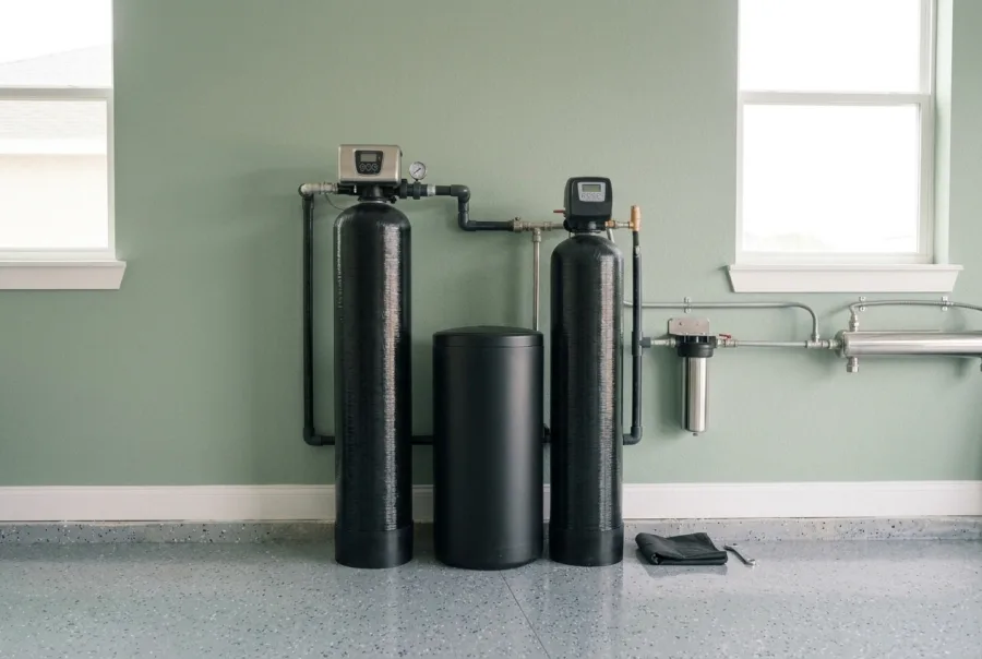 Well water treatment system with iron, sulfur and UV filtration installed in a Florida home